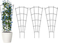 4 Pack 43" Metal Plant Trellis for Pots & Garden Beds, Rustproof Support for Indoor Outdoor Climbing Plants, Vines, Flowers, Fan Shaped, Black