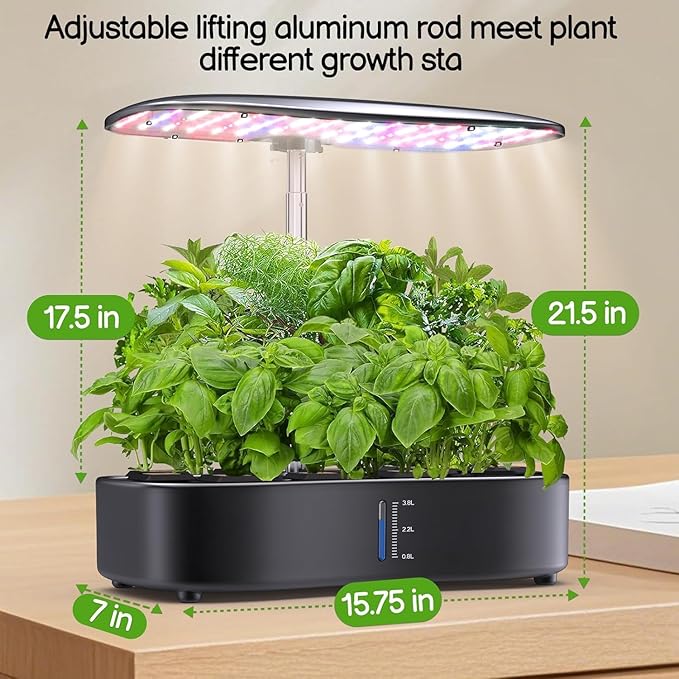Hydroponics Growing System Kit - 12 Pods Indoor Herb Garden with LED Grow Light, Adjustable Height up to 17", Auto Timer - Perfect Home, Birthday & Mother’s Day Gift for Women