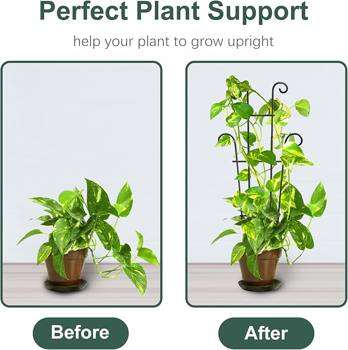 Coomin 23in Taller Plant Trellis for Climbing Plants Indoor, Sturdy Houseplant Trellis for Potted Plants with Ties, Vine Plant Support for Monstera Pothos Ivy, Plant Decor, 4P