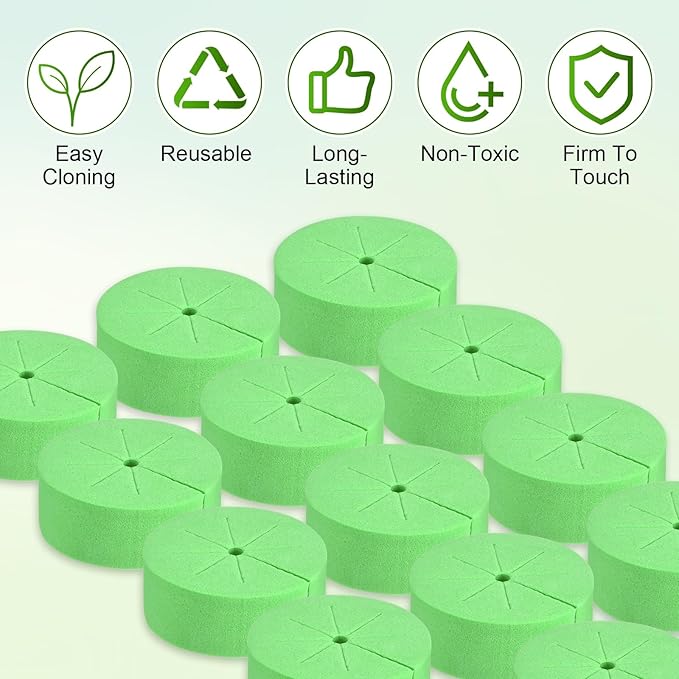 20-Pack Cloning Collars Inserts, Hydroponics Sponge Systems Cloning DIY Foam Cloner Inserts Fits 2" Net Pots for Hydroponic/Clone Machines/Plant Germination [Purple, Green]
