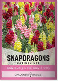 Gardeners Basics, Snapdragon Seeds for Planting (Maximum Mix Snap Dragon) Annual Flower Heirloom, Non-GMO Variety- 400mg Seeds Great for Summer Seeds for Gardening Flowers Gardens