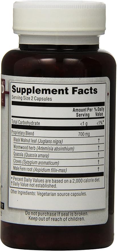 Kroeger Herb Products, Wormwood Herb, Black Walnut, Clove, Quassia, Worm Wood Detox Cleanse - Wormwood Capsules, Non-GMO, Gluten Free, No Preservatives or Fillers - 200 Capsules, Made in USA