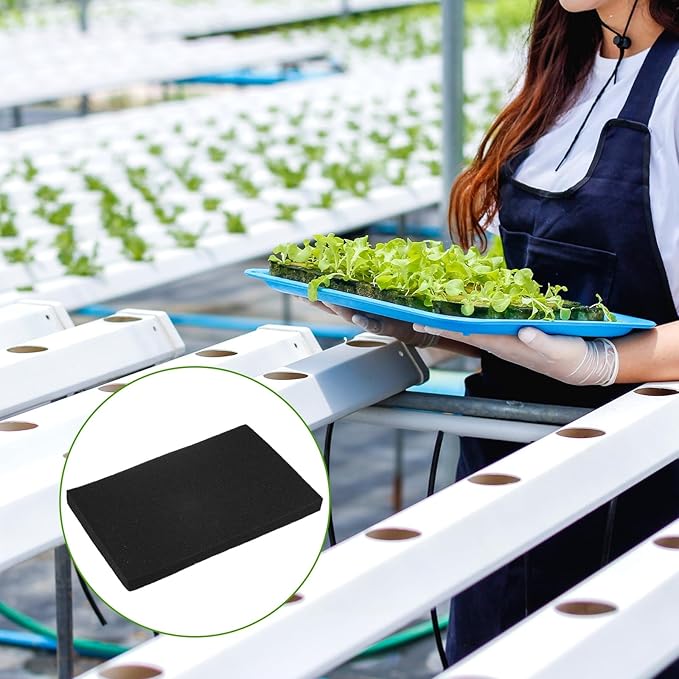 192-Pack Hydroponics Sponges, 0.98 Inch Growing Media Square Sponges for Planting Gardening Tool/Grow Seedlings/Home Vegetable Flower, Soilless Cultivation Seedling [Black]