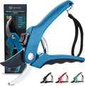 Nevlers 8" Blue Bypass Pruning Shears Heavy Duty | Ergonomic Plant Shears & Floral Scissors w/Steel Blades & Safe Lock | 8mm Cut Garden Clippers Handheld Pruning Scissors for Flower Stems & Branches