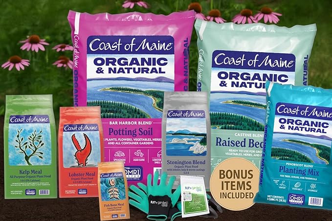 Coast of Maine PE1000 Penobscot Tree & Shrub Planting Mix 1 cf with My Garden Pool 7-in-1 Soil Test Strips, 20 ct. and Claw Gardening Gloves