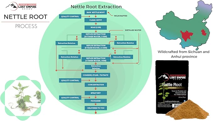 Lost Empire Herbs Stinging Nettle Root (Urtica Dioica) 10:1 Full-Spectrum Water Extract Powder Supplement for Men, Urinary Function (75 Grams)