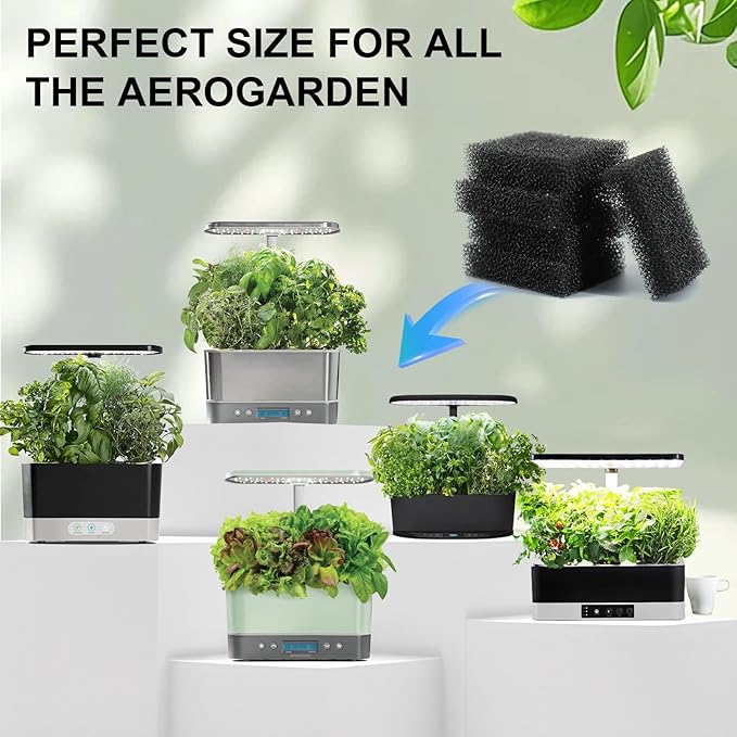 Filter Sponges Replacement Compatible with Aerogarden Harvest, Bounty, Farm, Extra, Ultra All Models, Pump Filter Sponge Replacement Accessories for Aerogarden Reduce Dirt and Debris in Pump (12Pack)