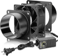 80mm x 38mm 3 Inch Air Vent Duct Booster Adjustable Speed Fan with 2 Duct Adapters for DIY Grow Tent Attic Hydroponics Ventilation Soldering Fume Extractor-D8038