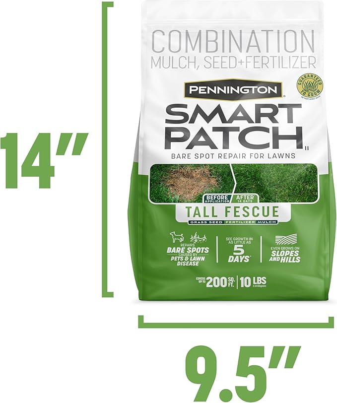 Pennington Smart Patch Tall Fescue 10lb 200 sq. ft. Grass Seed Bare Spot Repair with Mulch and Fertilizer