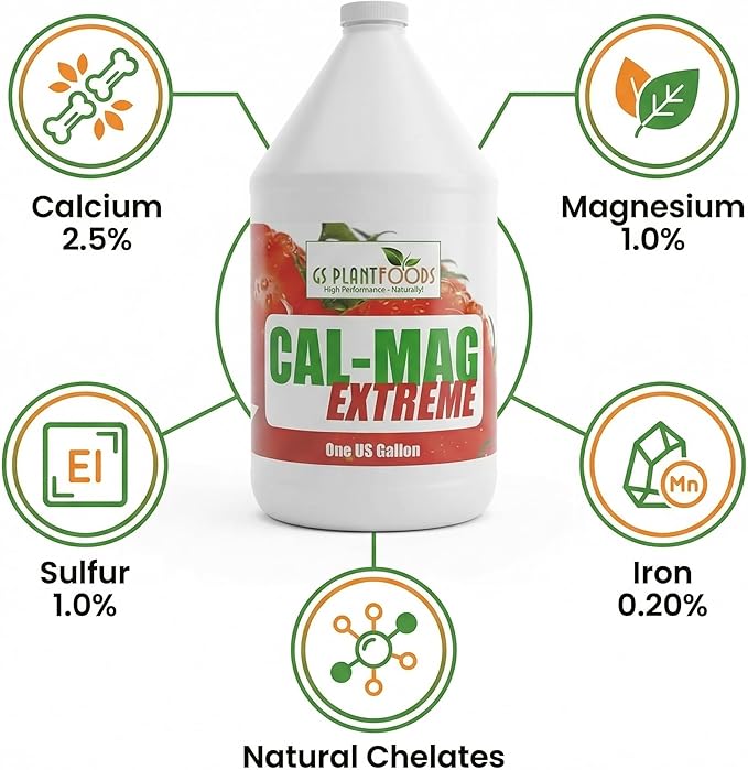 GS Plant Foods Cal-Mag Extreme Liquid 1 Gallon Fertilizer with Calcium, Magnesium, Iron and Sulfur Supplement, Corrects Secondary Nutrient & Trace Element Deficiencies, N-P-K of 2-0-0