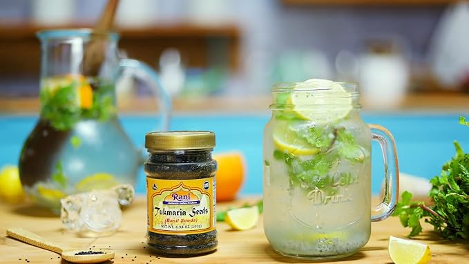 Rani Tukmaria (Natural Holy Basil Seeds) 1.38lbs (22oz) 624g PET Jar Used for Falooda / Sabja Dessert, Spice & Ayurveda Herbal ~ Gluten Friendly | NON-GMO | Kosher | Vegan | Indian Origin