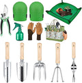 2026 Upgrade 11-Piece Gardening Tools for Women with Gardening Knee Pads and Repotting Mat, Heavy Duty Stainless Steel Gardening Hand Tools, Durable Garden Supplies Kit, Ideal Gifts for Men Gardeners