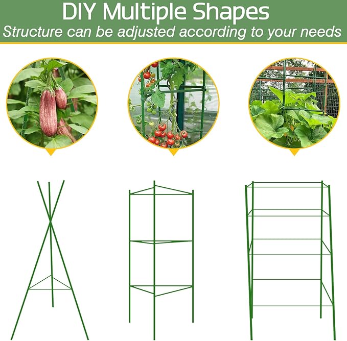 Halatool 6 Pack Tomato Cages for Garden, Up to 48 inch Adjustable Plant Cages & Supports, Tomatoes Stakes for Pots, Garden Trellis for Climbing Plants Vegetables Flowers Fruits