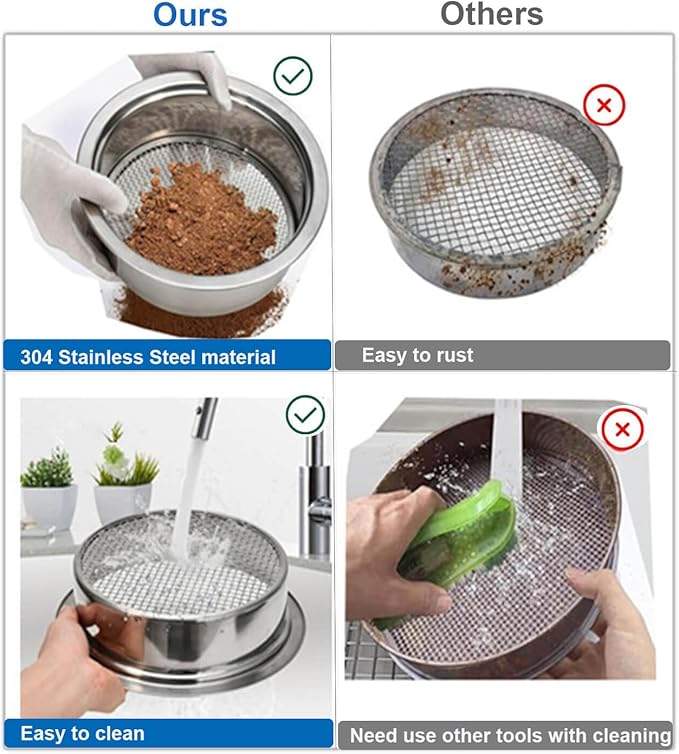Soil Sifter for Gardening Stainless Steel With1/8in, 1/4in, 3/8in Sieve Mesh,Rock Sifter Garden Sieve for Rocks,Dirt Sifter for 3 Gallon Bucket Strainer Filter Compost Bonsai Pellet