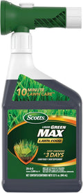 Scotts Liquid Green Max Lawn Food, Lawn Fertilizer and Iron Supplement, for Any Grass Type, 29-0-0, 32 fl. oz.