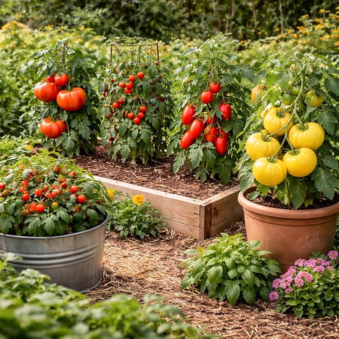 Tomato Seeds Collection – Heirloom Tomato Varieties for Planting: Beefsteak, Large Red Cherry, San Marzano, Yellow Brandywine – Vegetable Garden Seeds
