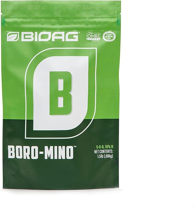 BioAg Boro-Mino Organic Boron Fertilizer, Amino Acid Complexed Boron (1.5 lbs) Soluble hydroponic Soil brassicas Fruit Berry Crop