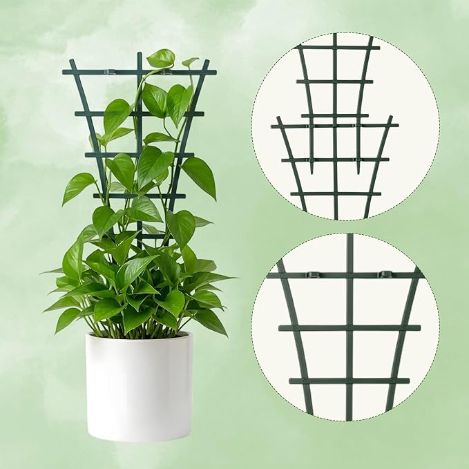 4 Pcs Mini Trellis, Plastic Garden Plant Support, Small Plant Trellis for Climbing Potted Plants, Indoor Outdoor Flower Vine Training Frame