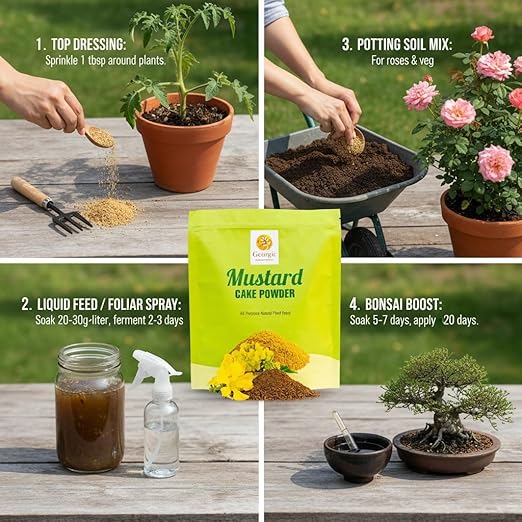 Mustard Oil Cake Powder All-Purpose Natural Fertilizers Concentrate for Flower, Vegetable, Herb, Fruit Tree | Pack of 3