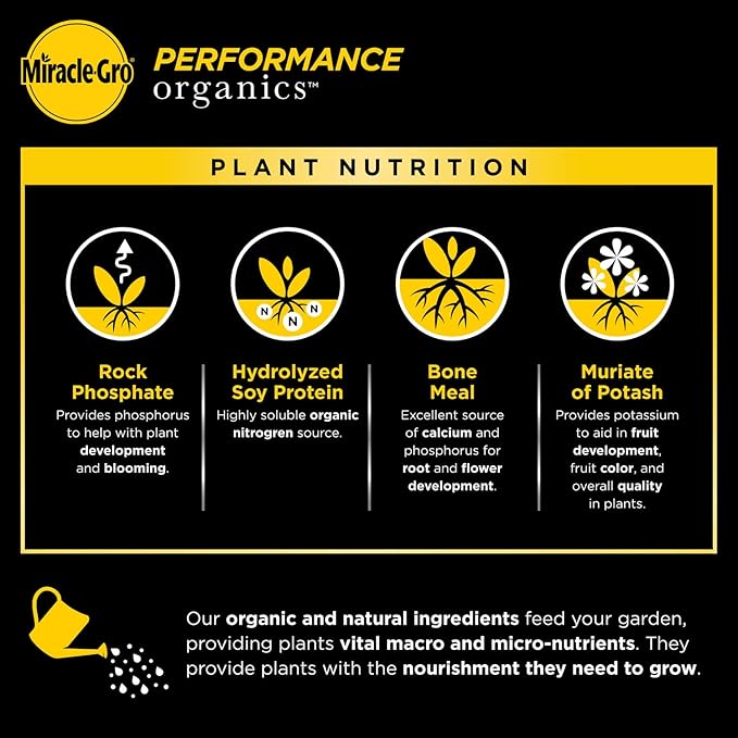 Miracle-Gro Performance Organics Blooms Plant Nutrition - Plant Food with Organic Ingredients Feeds Instantly, for Flowering Plants, Apply Every 7 Days for a Beautiful Garden, 1 lb.