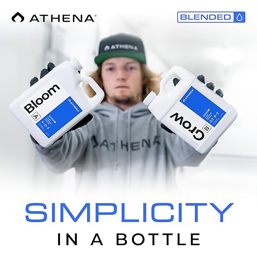 Athena Blended Grow & Bloom A&B | 4-Part Complete Hydroponic Nutrient System | Liquid Fertilizer for Veg & Flowering Stages | Full Cycle Plant Food | 32 Ounce