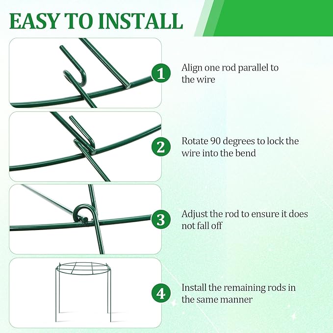 Novabright 2 Pcs 24" H x 20" D Large Peony Cage and Support Grow Through Plant Supports Round Garden Flower Stake Plants Ring Hoop for Outdoor Floral Tomato Vegetable Improve Planting Success Rate