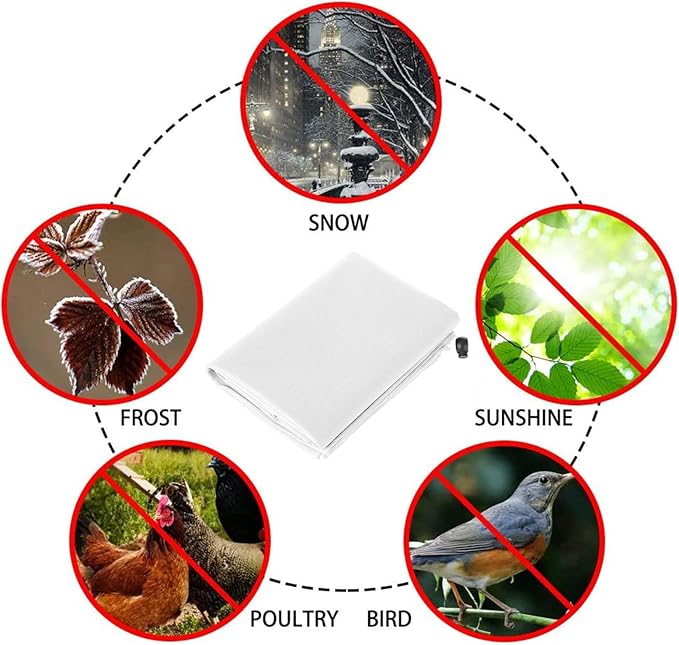 Homimp Plant Covers Freeze Protection, 8 Pack Frost Covers with Zipper Drawstring (31.5" x 47.3") Plant Protection Cover Bags for Outdoor Winter Frost Cold Weather Shrubs Trees Jacket Covers(White)