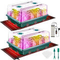Seed Starter Tray, Seed Starter Kit with Grow Lights and Heat Mat, 96-Cell Seed Growing Tray, Seed Starting Trays Plant Starter Kit and Base, Indoor Gardening Plant Germination Trays (2)