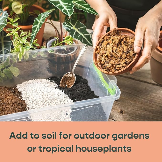 Coco Chip Potting Soil for Garden Plants - Pre-Rinsed, Organic & Eco-Friendly Chunky Coconut Substrate 1.1 lb (500g) Single Brick