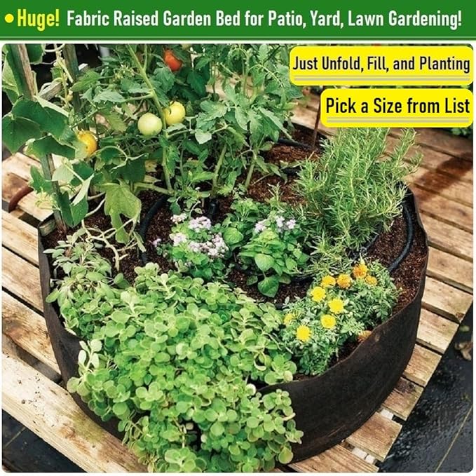 200 Gallon Big Raised Garden Bed Bag (50x24 inch) Large Plant Grow Bag for Tomato,Potato Planter,Herbs Veggies Planter,Flower Bed,Plant Container,Yard Waste,Lawn Debris,Leaf Bag with Gardening Gloves