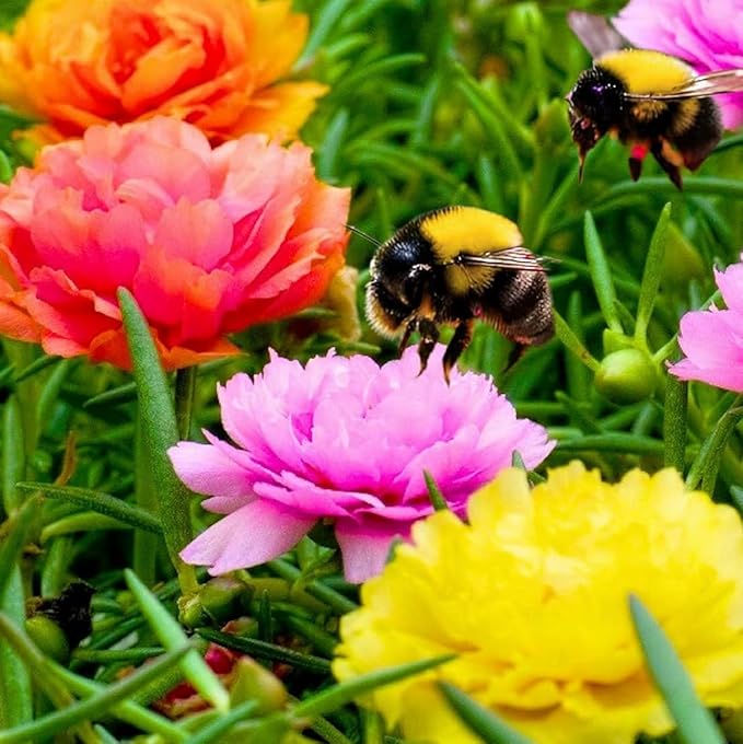 10000+ Portulaca Grandiflora Moss Rose Seeds Mixed Color Spreading for Planting Mexican Sun Rose Rock ROS Heat & Drought Tolerant Ground Cover Plant