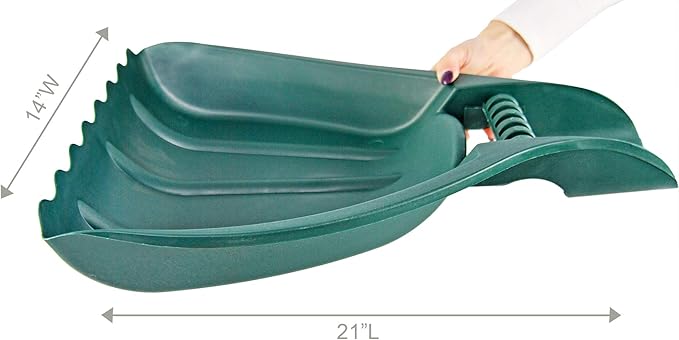 Home-X Leaf Collector Hand Scoop Set, Leaf Collector Shovels with Handles for Garden and Yard Landscaping, Gardening Hand Tools, Set of 2, 21" L x 14" W x 2" H, Green