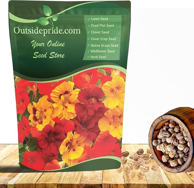 Outsidepride Jewel Mix Nasturtium Seeds - 1/4 lb. Annual, Easy to Grow & Versatile, Flower Seeds for Planting Vibrant Blooms, Ideal for Gardens, Borders, and Pollinator Gardens