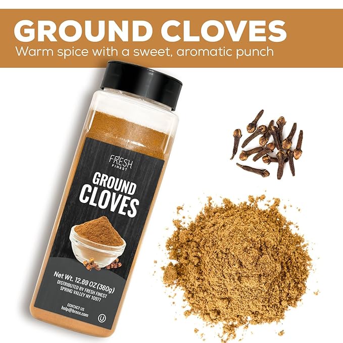 Fresh Finest Ground Clove 12.69oz - Premium Quality Ground Cloves - All-Natural, Non-GMO, Gluten-Free, Kosher - Perfect for Baking, Cooking, and Beverages