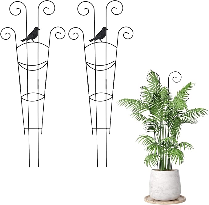 2 Set 30In Taller Plant Trellis for Climbing Plants Outdoor Expandable Metal Indoor Plant Trellis for Potted Plants Tall Climbing Monstera Support Stakes for Garden Ivy Pothos Hoya Flowers(Bird)