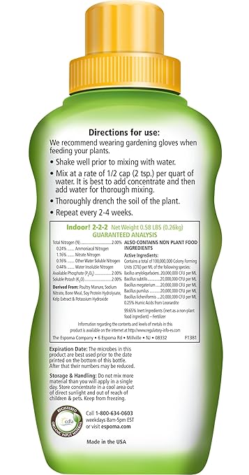 Espoma Indoor! Liquid Plant Food, Natural & Organic Houseplant Food, 8 fl oz, Pack of 2