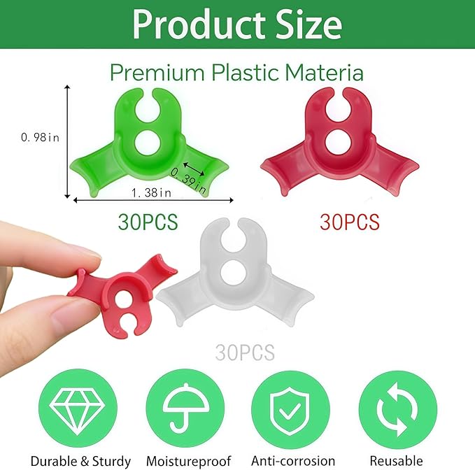 90pcs-Plant Bender, Trellis Clamps for Climbing Plants Garden Plant Grow Tools,Plant Training Clips, Lst Clips for Low Stress Training Plant Stem Support（White, red, Green）
