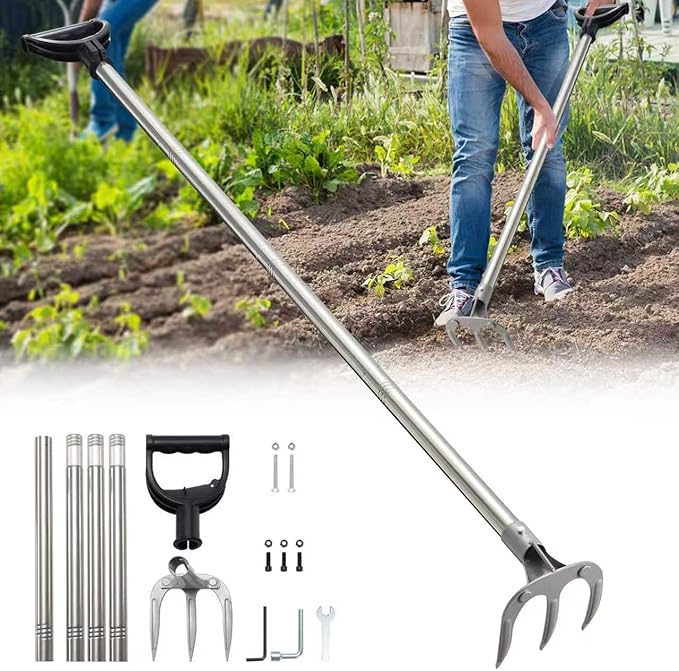 Professional Garden Hoe 63 Inch Long with Adjustable Long Handle - Heavy Duty Weeding & Cultivating Tool for Gardening, Lawn, and Yard Work