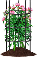 19.5" D x 39" H Peony Plant Support Cage, 3 Tier Stackable Plant Support Ring, Metal Core with PVC Coated Stakes, Garden Plant Support for Peonies Tomatoes and Climbing Plants