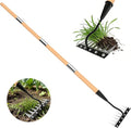 Iron Weed Rake with Wooden Long Handle 2.0, 8 Teeth Weed Puller Tool Heavy Duty, Manual Gardenia Weeding Rake Tool for Yard, Lawn and Garden, 71Inch