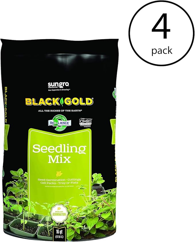 Sun Gro Black Gold Seeds or Cutting Seedling Germination Mix,16 Quart (4 Pack)