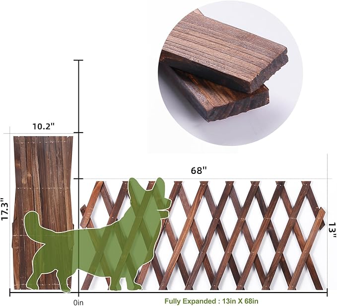 2 Pcs Expandable Garden Trellis, 13" x 68" Thickened Wooden Lattice Trellis for Climbing Plants Outdoor Ivy Vine Rose Clematis for Garden Fence Wall Patio Room Decor (2)