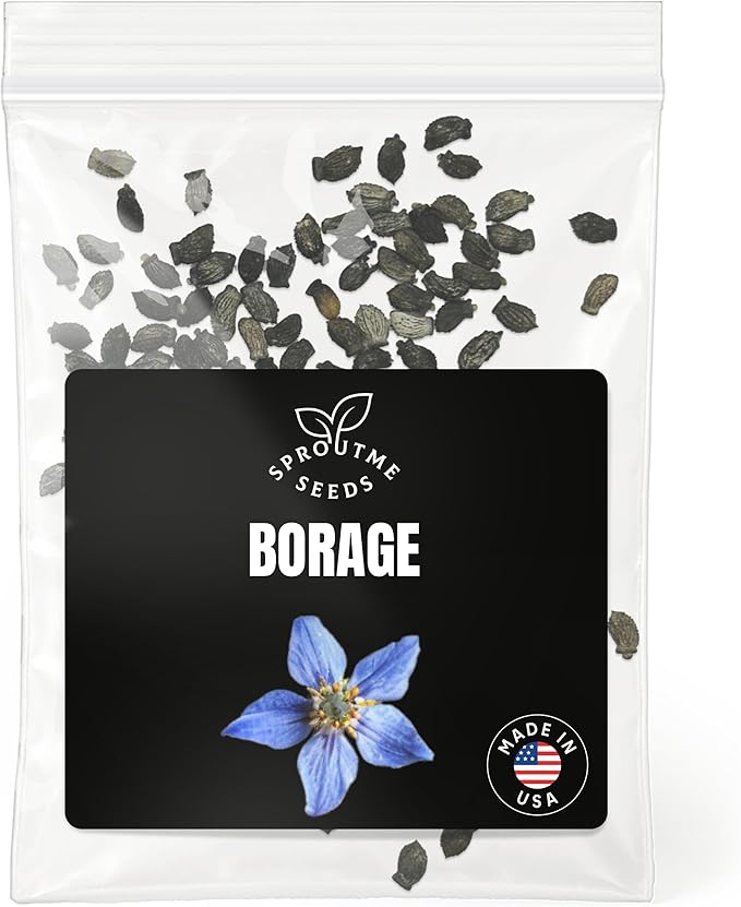 Fall & Winter Borage Seeds for Indoor & Outdoor Planting – 100 Non-GMO Heirloom USA-Grown Edible Blue Flowers & Medicinal Herb with High Germination (Borago officinalis)