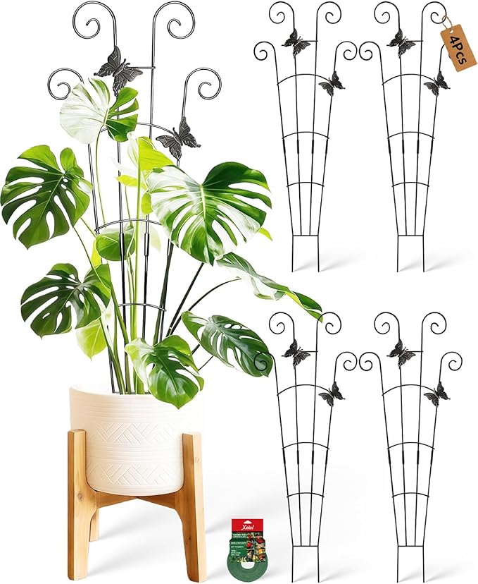 30'' Larger Plant Trellis Indoor, Expandable Metal Trellis for Climbing Plants Indoor, House Plant Climbing Support for Monstera Hoya Pothos, 4P