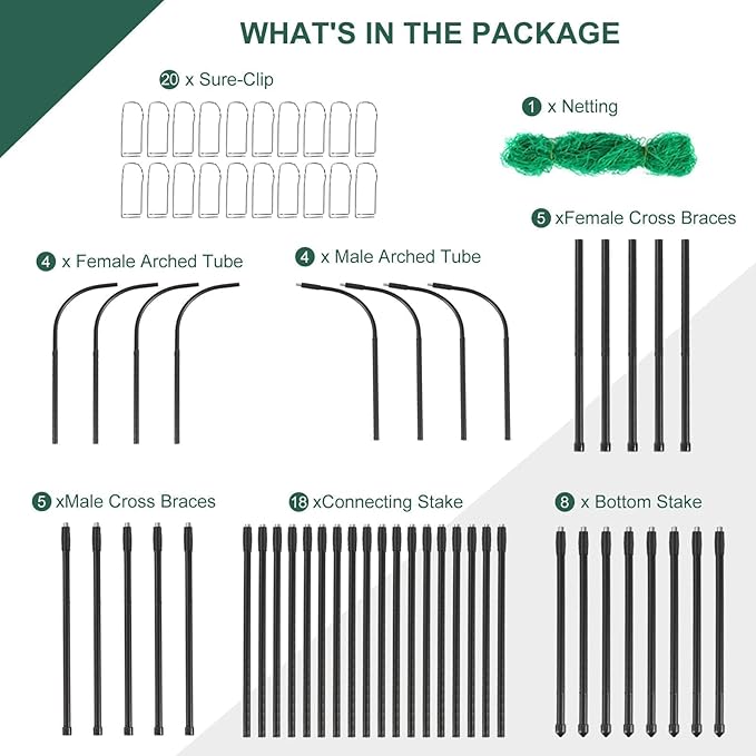 Garden Cucumber Trellis for Climbing Plants Outdoor, 65 x 48 inch U-Shaped Garden Arch Trellis, Pea Tomato Cucumber for Raised Bed, 120x160-BLK