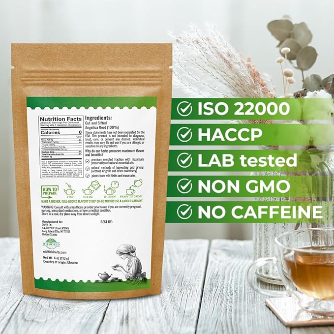 4 oz. Angelica Root Bulk Herb Herbal Tea (Angelica Archangelica) - 113g Herb Tea Raiz De Angelica