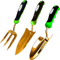 Garden Guru Titanium Garden Tool Set 3pc Hand Trowel Transplanter Cultivator – Heavy Duty - Rust Resistant - Ergonomic Handle – Perfect Gardening Tool Kit Gifts for Women & Men