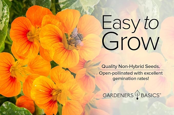 Gardeners Basics, Nasturtium Flower Seeds for Planting (Dwarf Jewel) - Edible Flower Open Pollinated, Non-GMO Annual Flower Seed for Flower Gardens