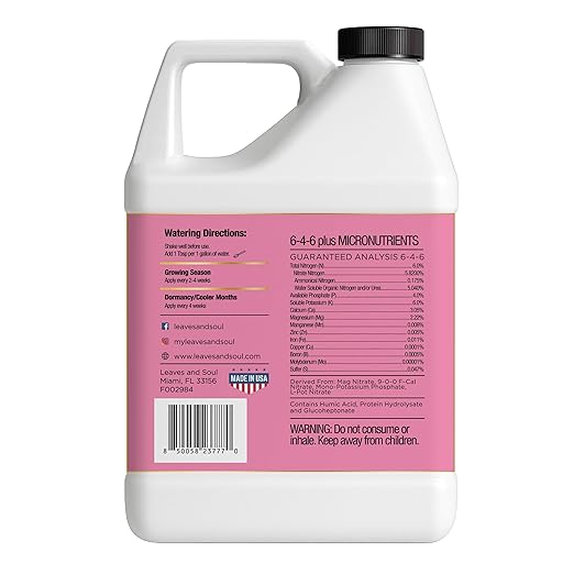 Leaves and Soul Professional Strawberry Fertilizer Liquid Concentrate - 6-4-6 Blend Liquid Garden Fertilizer for Strawberries - Plant Food for Strawberry Bushes and Plants - 32oz