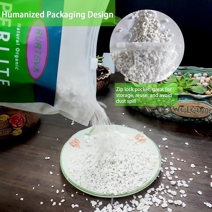 Natural Organic Perlite 10QT for Plants Potting Mix Indoor Outdoor Garden Soil Amendment for Enhanced Drainage, Seed Starter, Root Growth for Succulents, Cactus, Orchids, Money Trees, Vegetables